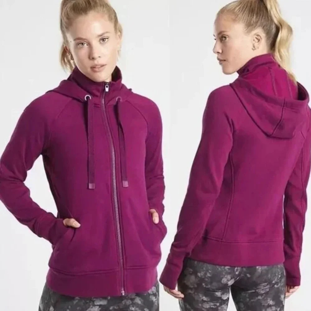 Athleta Triumph Hooded Sweatshirt size small Zip Jacket Purple 486251 - Picture 3 of 13